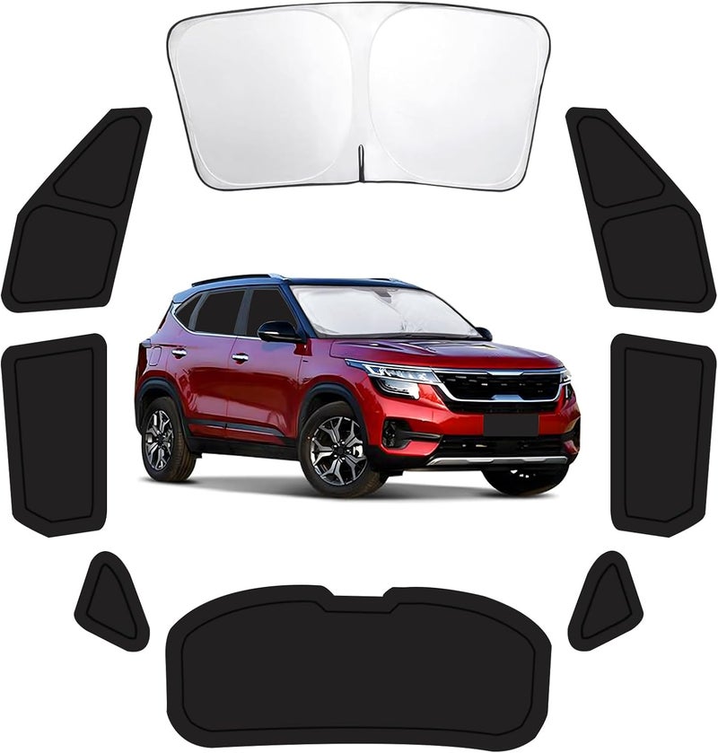 FSHAANY'S 8PCS Car Window Shades for KIA Seltos KX3 2021-2024, Window Covers for Seltos KX3 Windshield Side Rear Windows, Full Set Privacy Protection Car Sunshade with UV Blocking for Camping Napping - Image 1